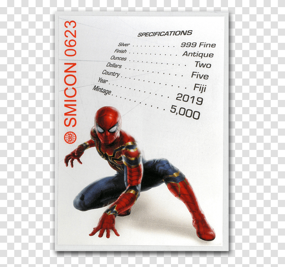 2019 Fiji 2 Oz Silver Marvel Icon Series Spiderman Silver, Advertisement, Poster, Person Transparent Png