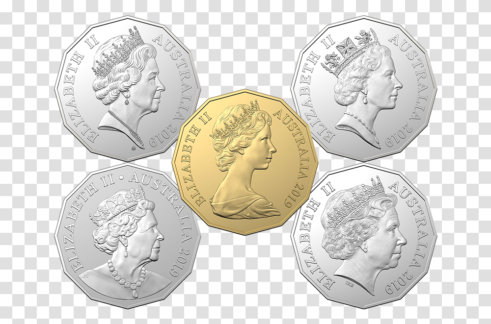 2019 Five Coin Uncirculated 50c Set Product Photo Internal Coin, Money, Silver, Nickel, Person Transparent Png