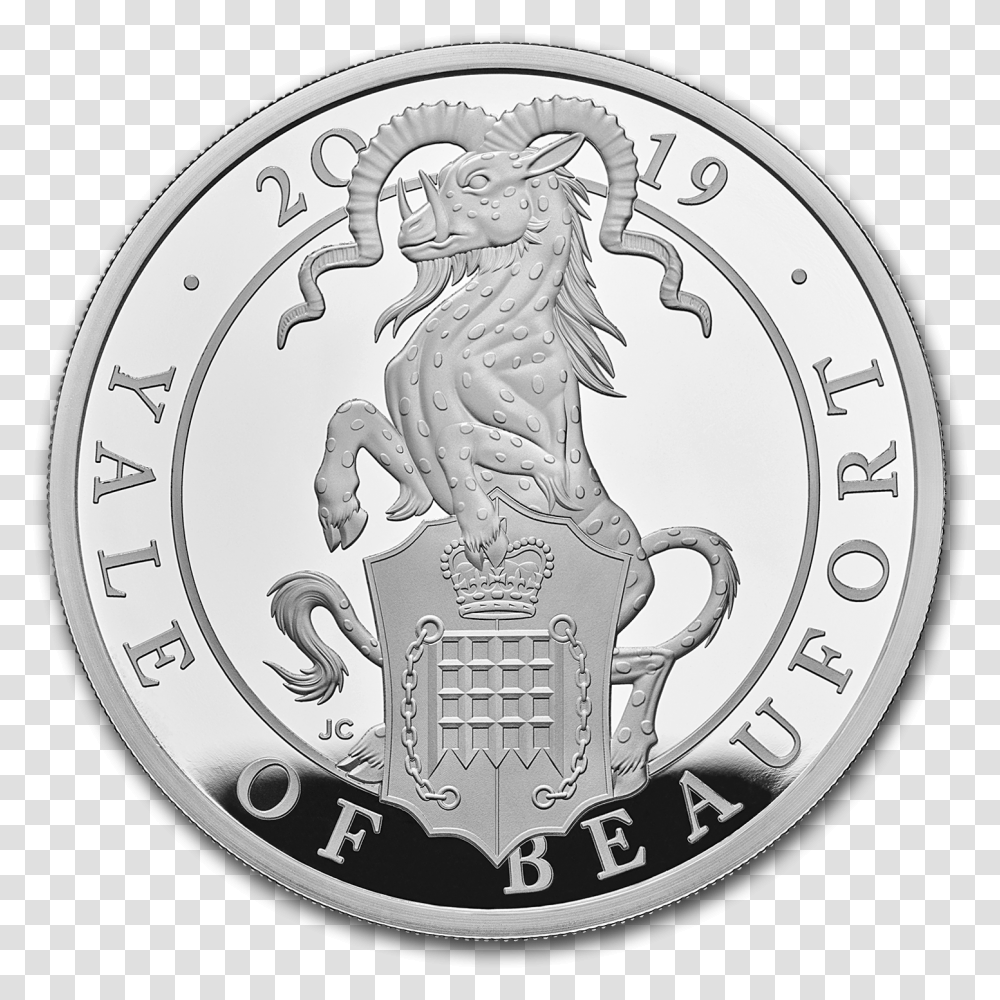 2019 Gb Proof 1 Oz Silver Queen's Beasts Yale For Sale Yale Of Beaufort Coin, Money, Nickel, Clock Tower, Architecture Transparent Png