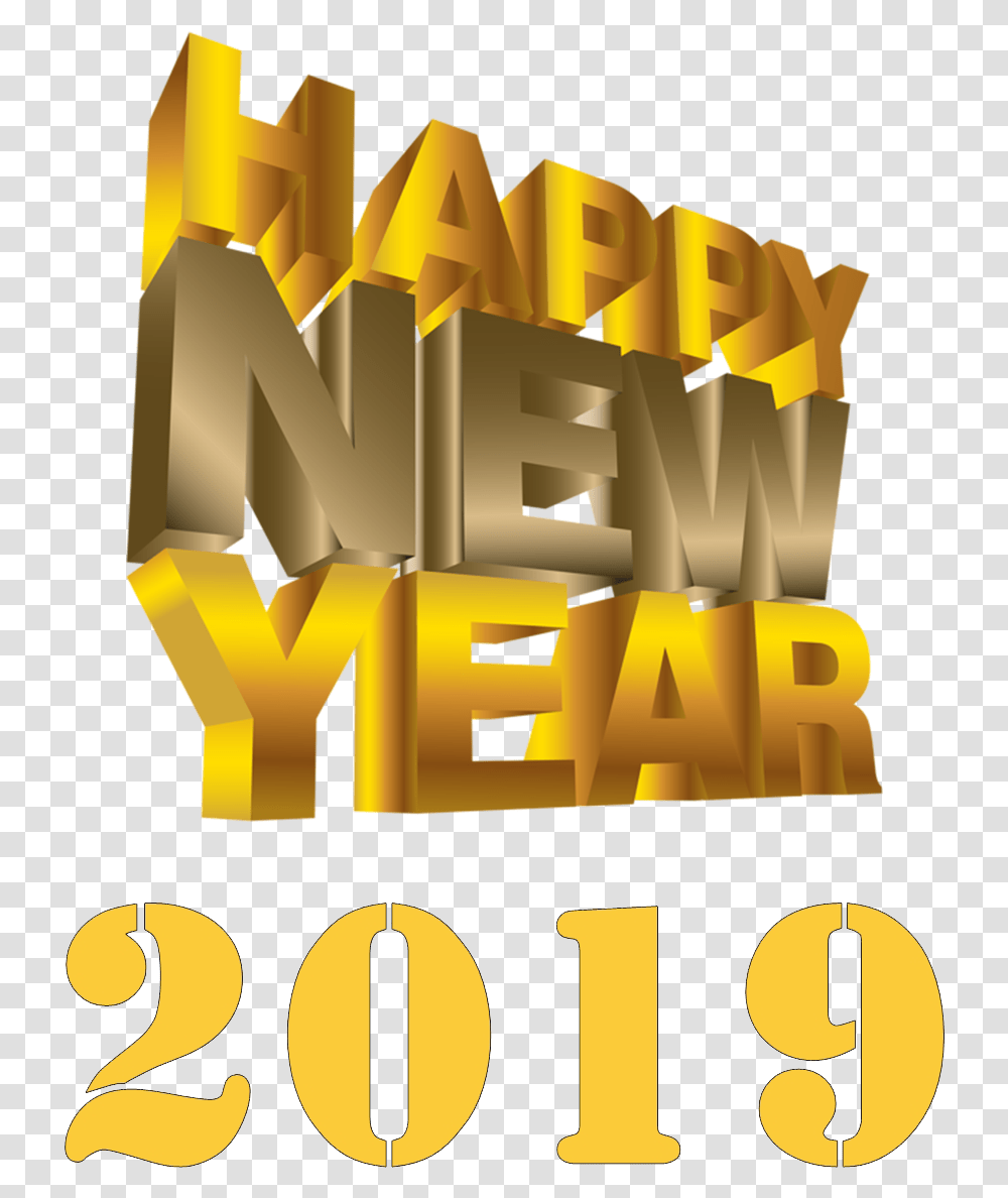 2019 Happy New Year Free Download Graphic Design, Word, Alphabet, Gold Transparent Png