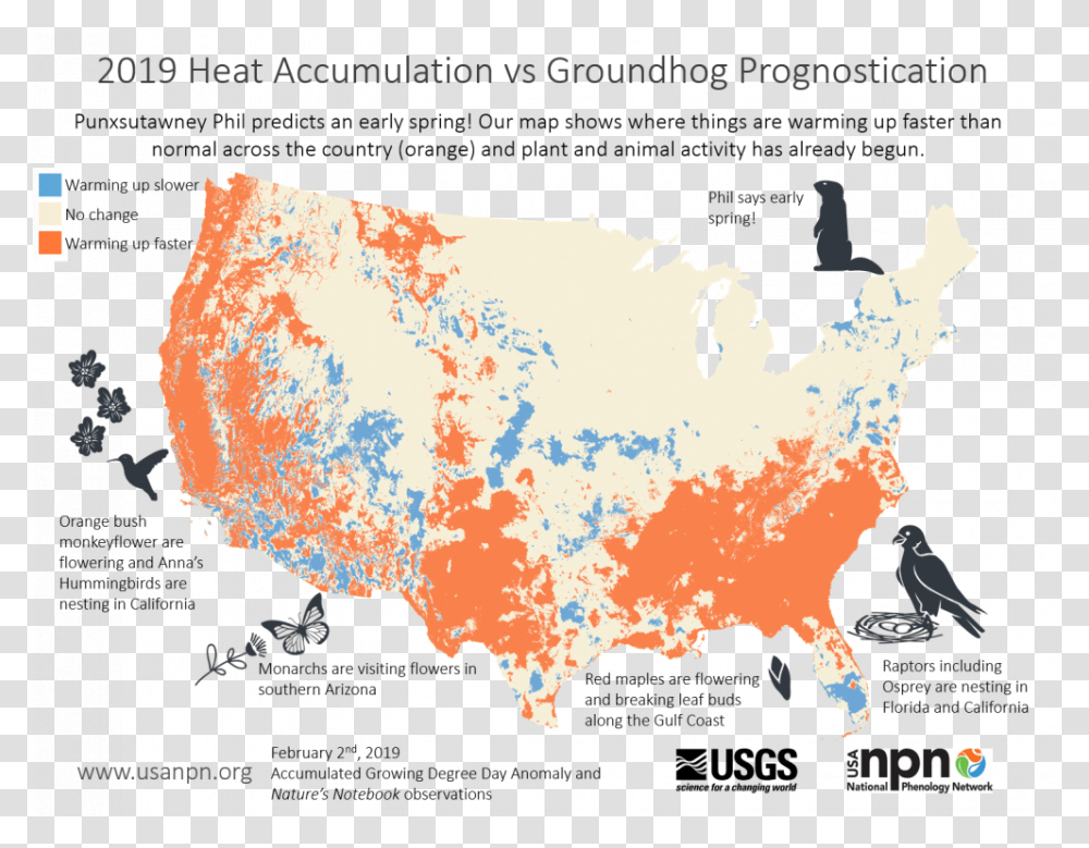2019 Heat Accumulation Vs Groundhog Prognostication Spring Bloom Map 2019, Diagram, Atlas, Plot Transparent Png