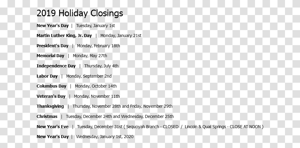 2019 Holiday Closings New Year's Day, Gray, World Of Warcraft Transparent Png