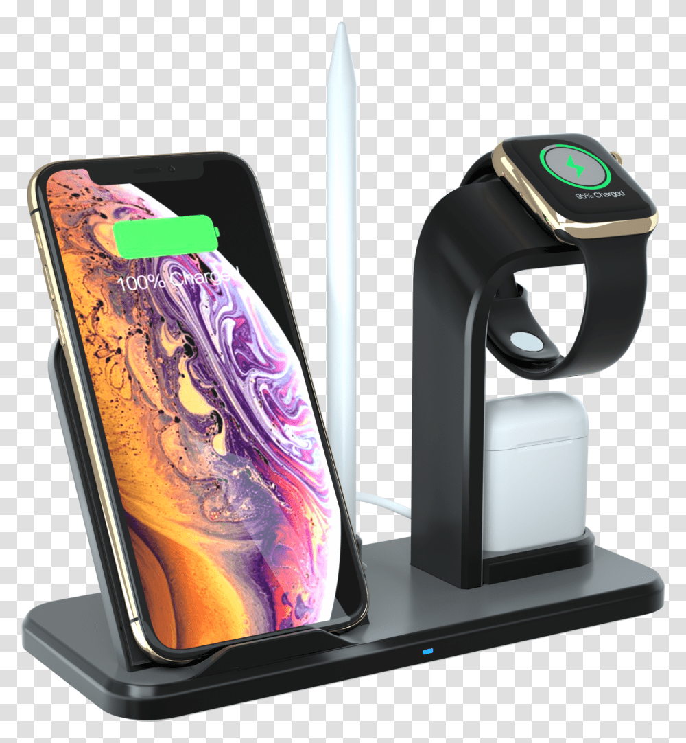 2019 New 3 In 1 Fast Charging Station For Apple Watch Qi, Sink Faucet, Electronics, LCD Screen, Monitor Transparent Png