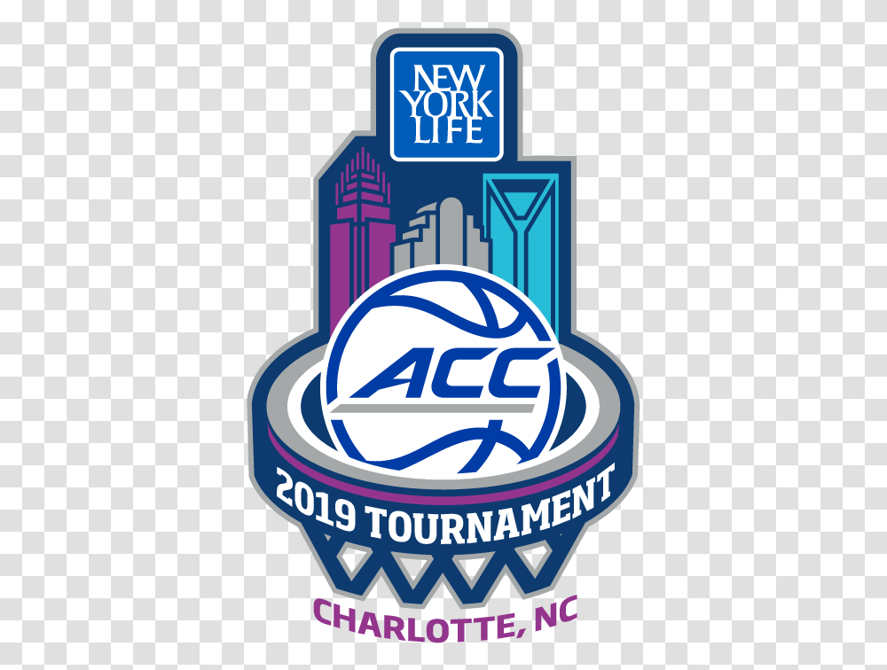 2019 New York Life Acc Tournament Acc Basketball Tournament 2019, Text, Logo, Symbol, Clothing Transparent Png