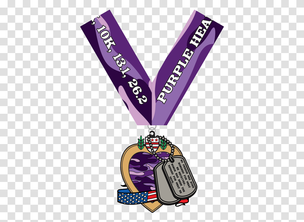 2019 Purple Heart Day 1 Mile 5k 10k Purple Heart, Gold, Trophy, Gold Medal, Sash Transparent Png