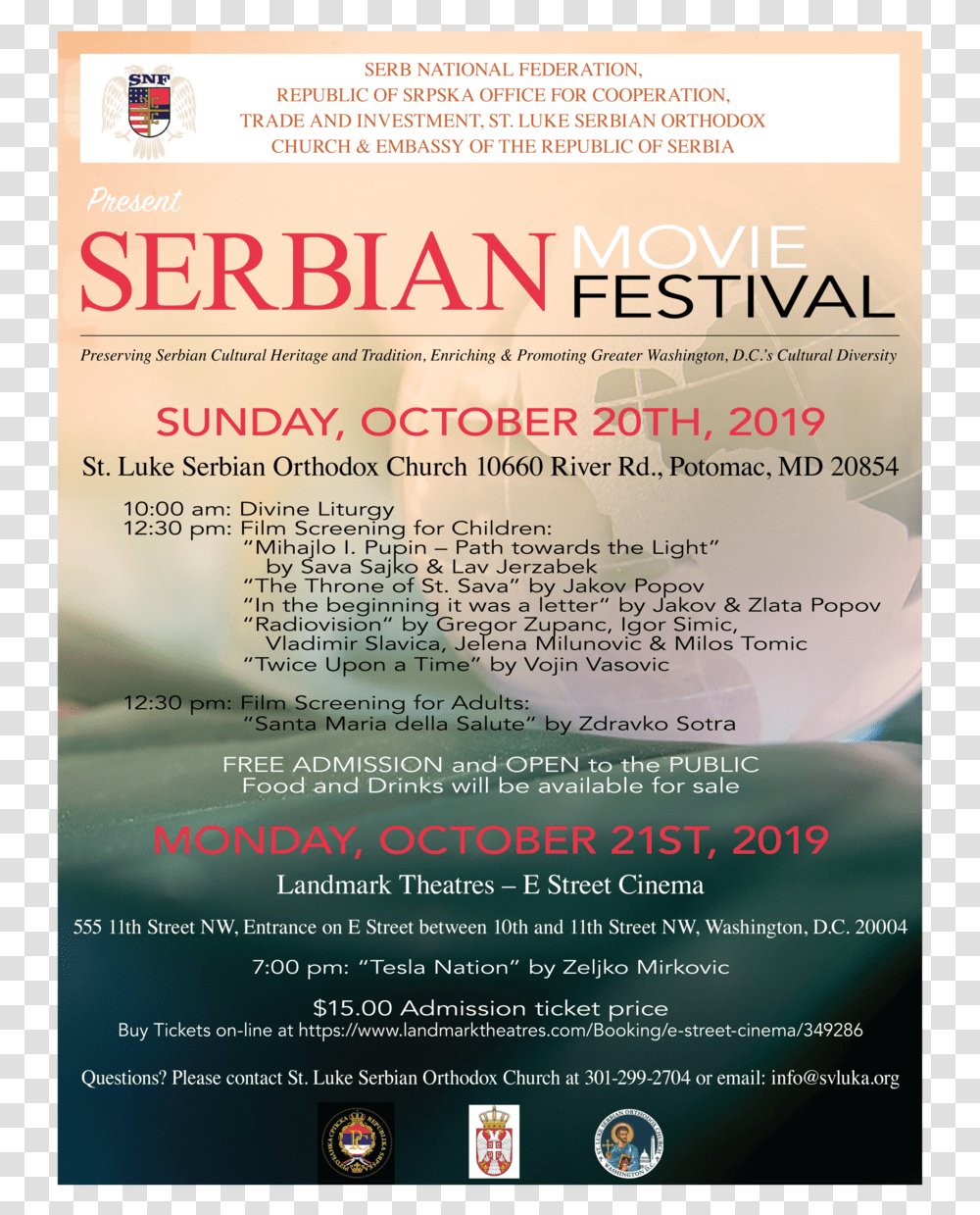 2019 Serbian Movie Festival Washington D, Flyer, Poster, Paper, Advertisement Transparent Png