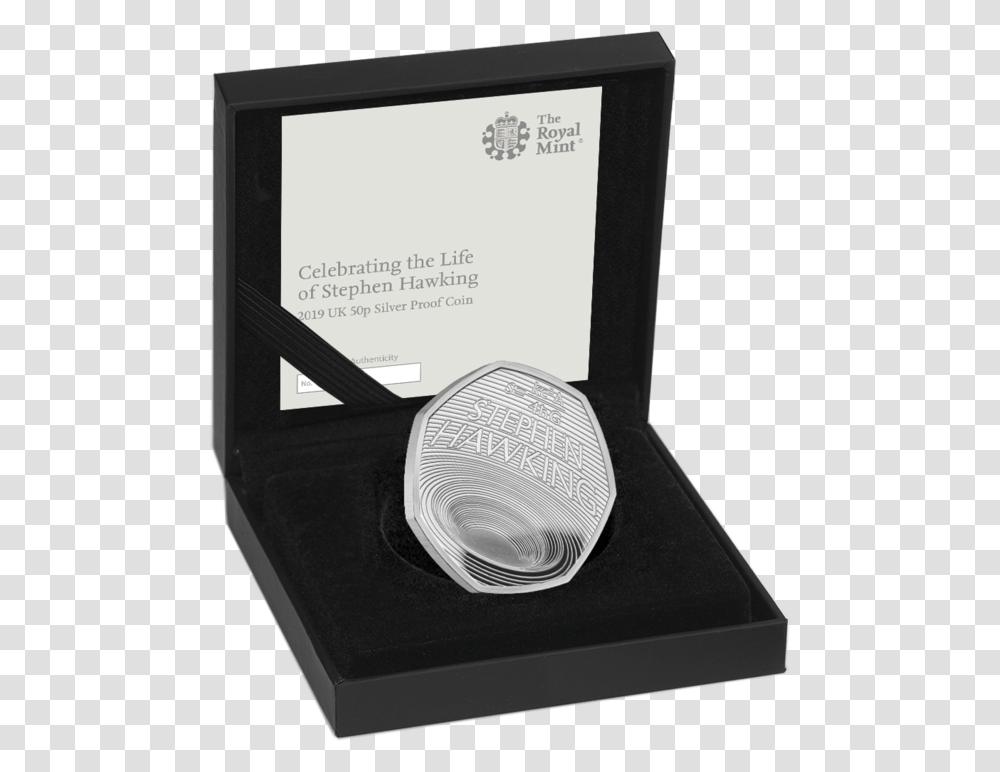 2019 Silver Proof Stephen Hawking 50p Royal Mint Box Stephen Hawking Coin Royal Mint, Crystal, Laptop, Pc, Computer Transparent Png