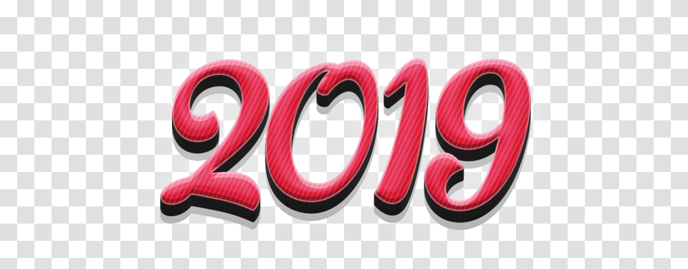 2019 Stylist Pink Text Effects New Year Text, Number, Logo, Trademark Transparent Png
