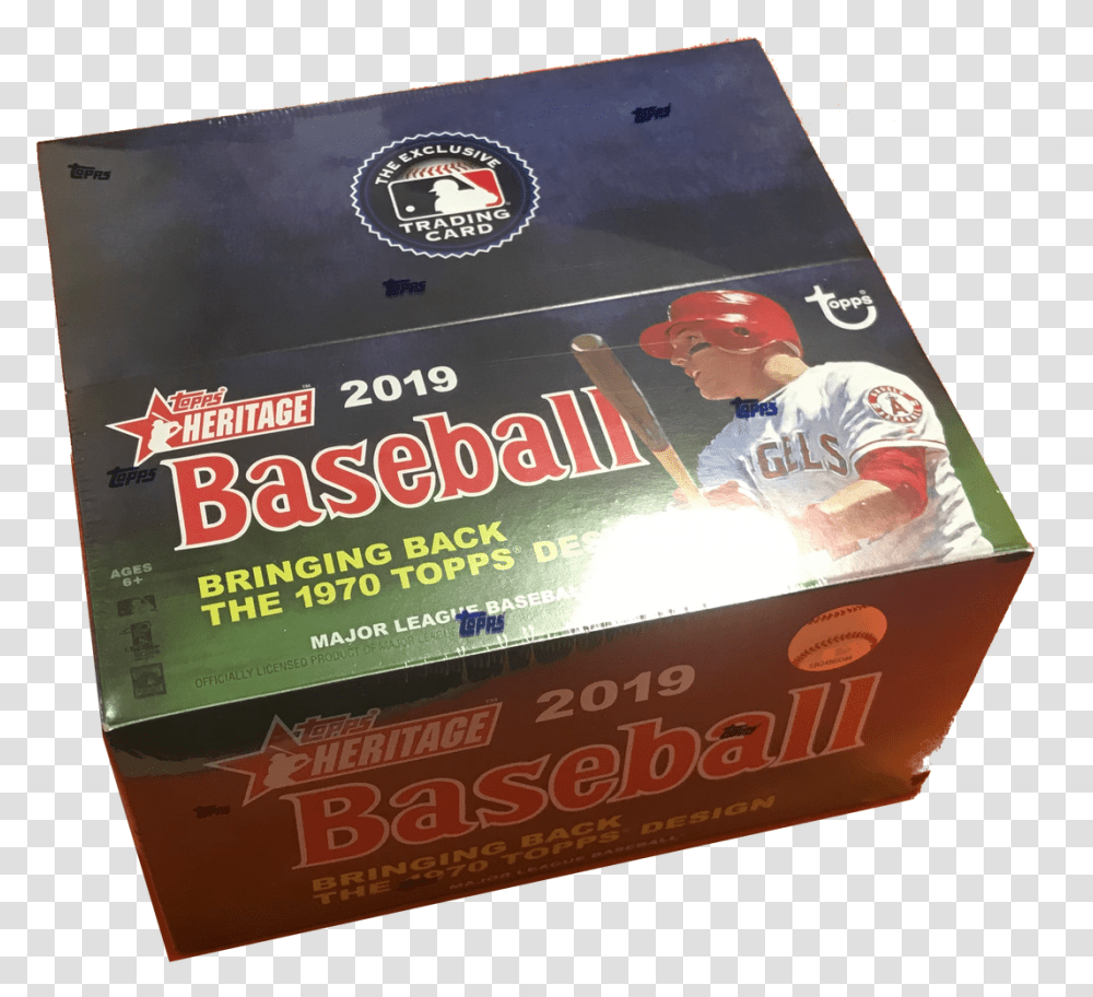 2019 Topps Heritage Baseball Box Retail Flyer, Person, Label, Carton Transparent Png