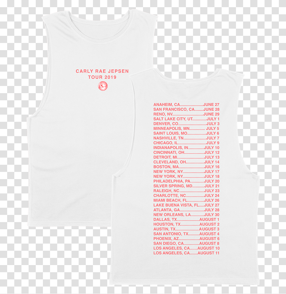 2019 Tour Tank Top, Apparel, Shirt, Bib Transparent Png