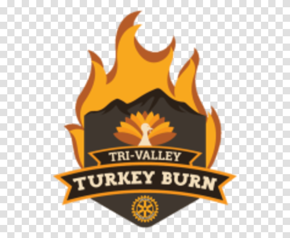 2019 Tri Valley Turkey Burn Thanksgiving Morning Emblem, Logo, Trademark, Fire Transparent Png