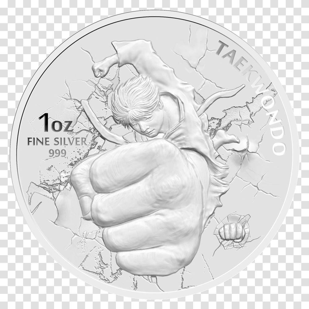 2020 1 Oz South Korea Taekwondo 999 Silver Bu South Korea, Nickel, Coin, Money, Painting Transparent Png