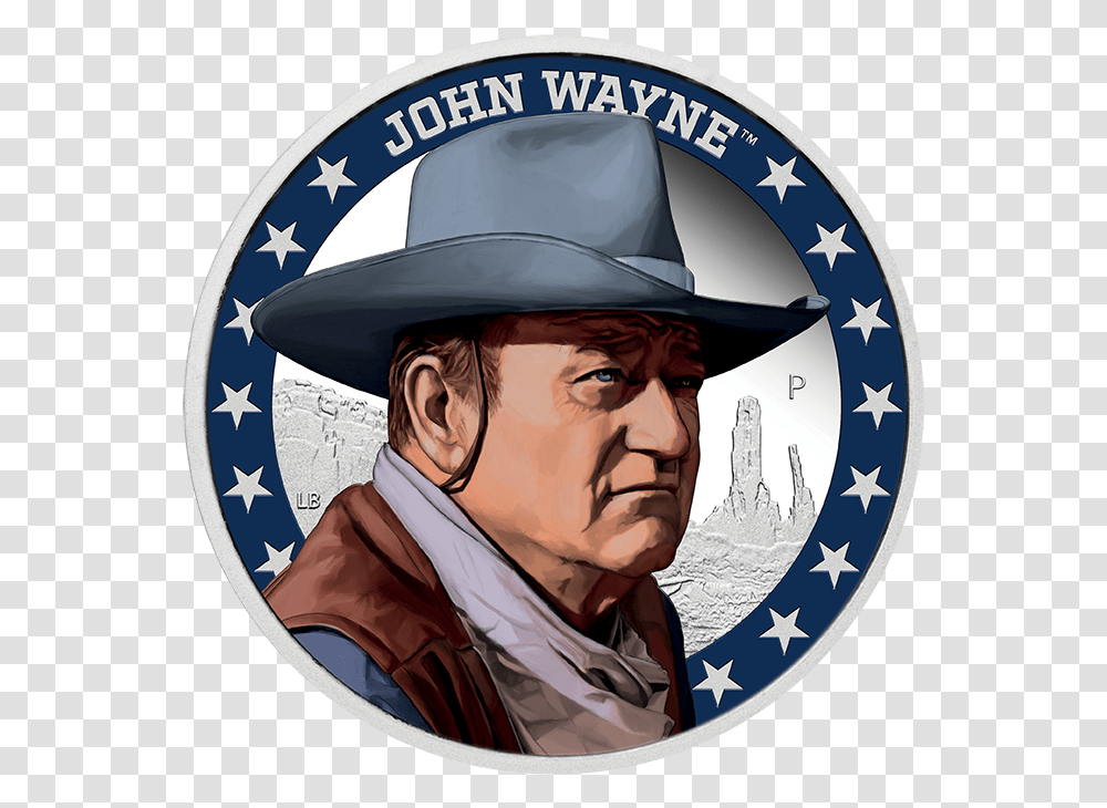 2020 1oz Tuvalu John Wayne 9999 Silver Proof Coin John Wayne, Apparel, Person, Human Transparent Png