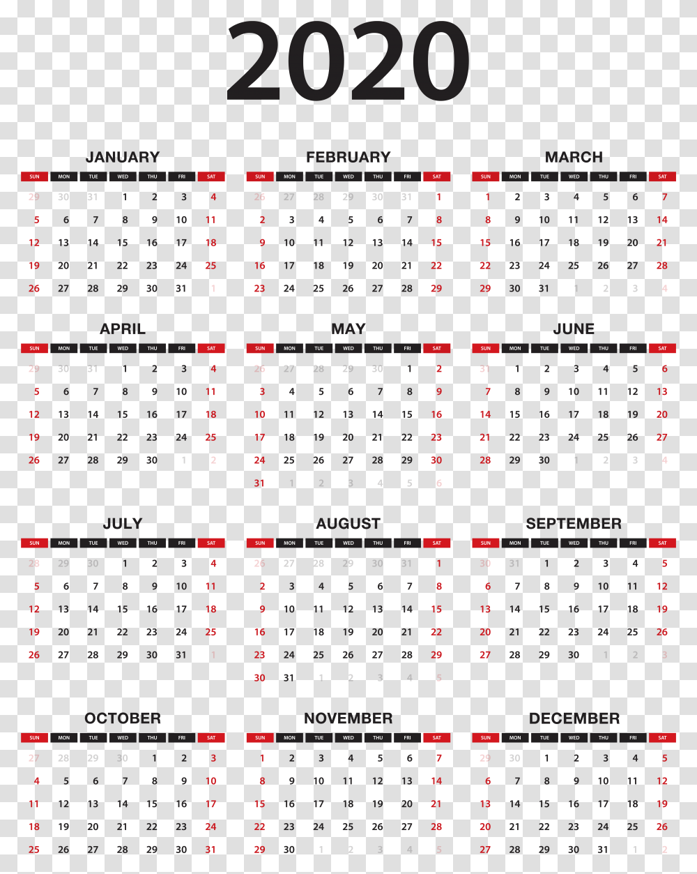 2020 Calendar Clip Art, Scoreboard, Number Transparent Png