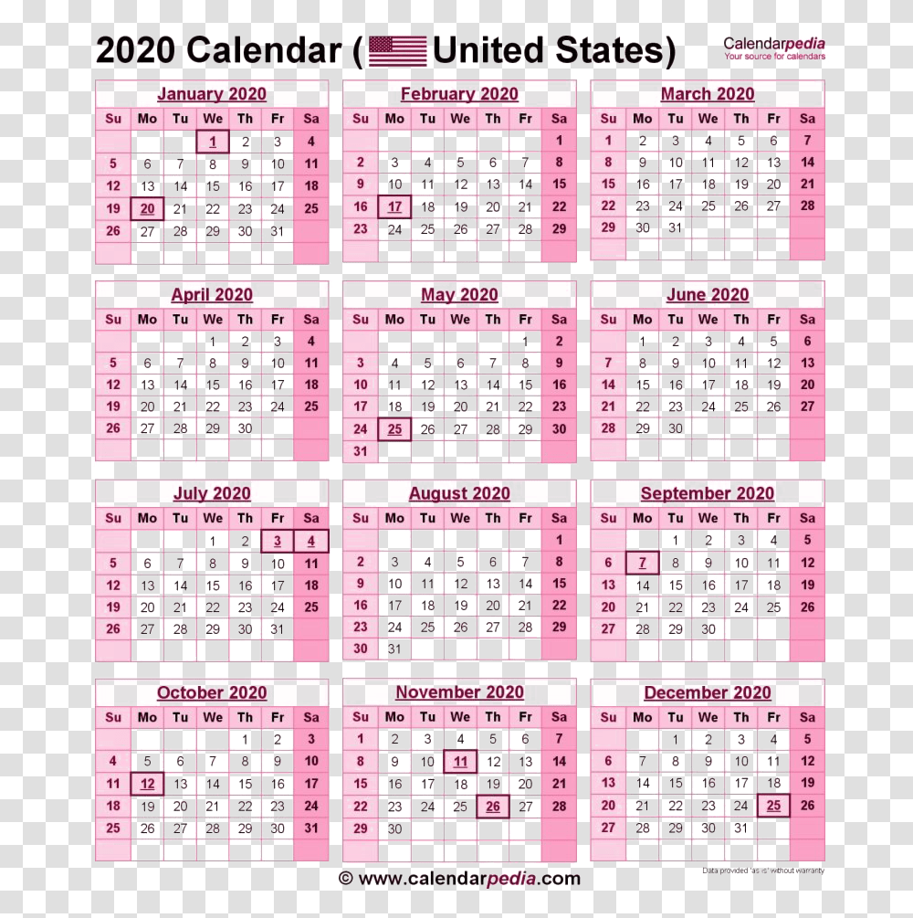 2020 Calendar Government Holidays, Flyer, Poster, Paper Transparent Png