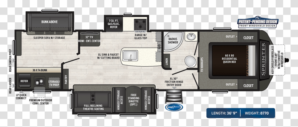 2020 Keystone Sprinter Campfire, Diagram, Floor Plan, Plot Transparent Png