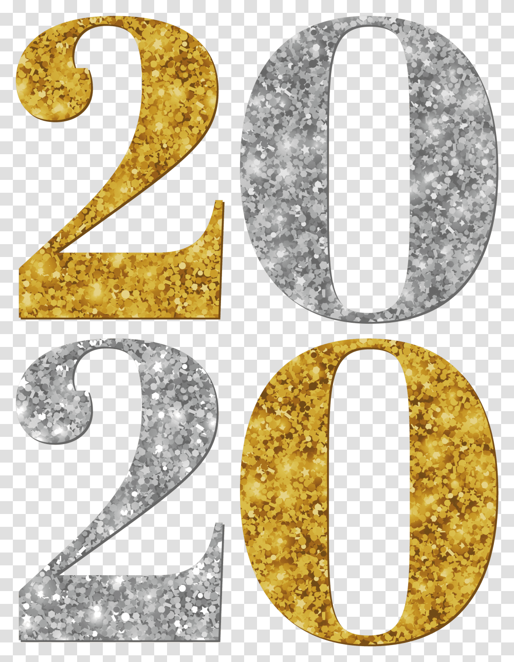2020 Silver Gold Clipart Clipart 2020 Gold, Number, Alphabet Transparent Png