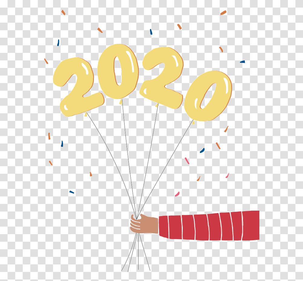 2020 Sticker Happy New Year, Parachute, Paper Transparent Png