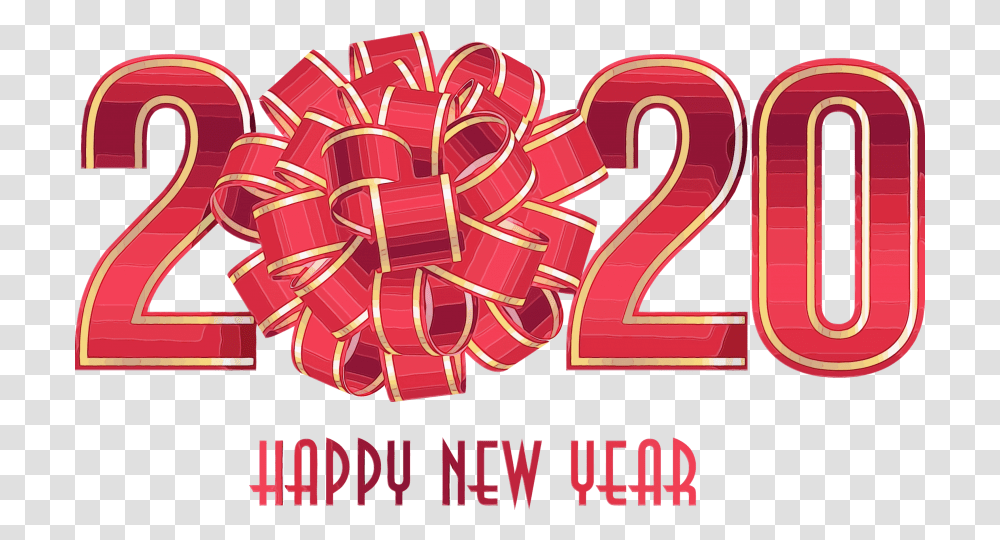 2020 Teat Ribbon Decoration New Year 2020 Wishes, Text, Number, Symbol, Alphabet Transparent Png