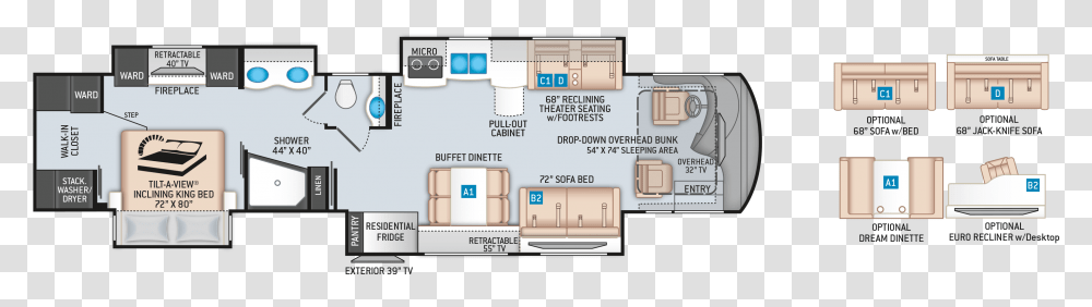 2020 Tuscany 45ja Floor Plan, Diagram, Plot, Building, Scoreboard Transparent Png