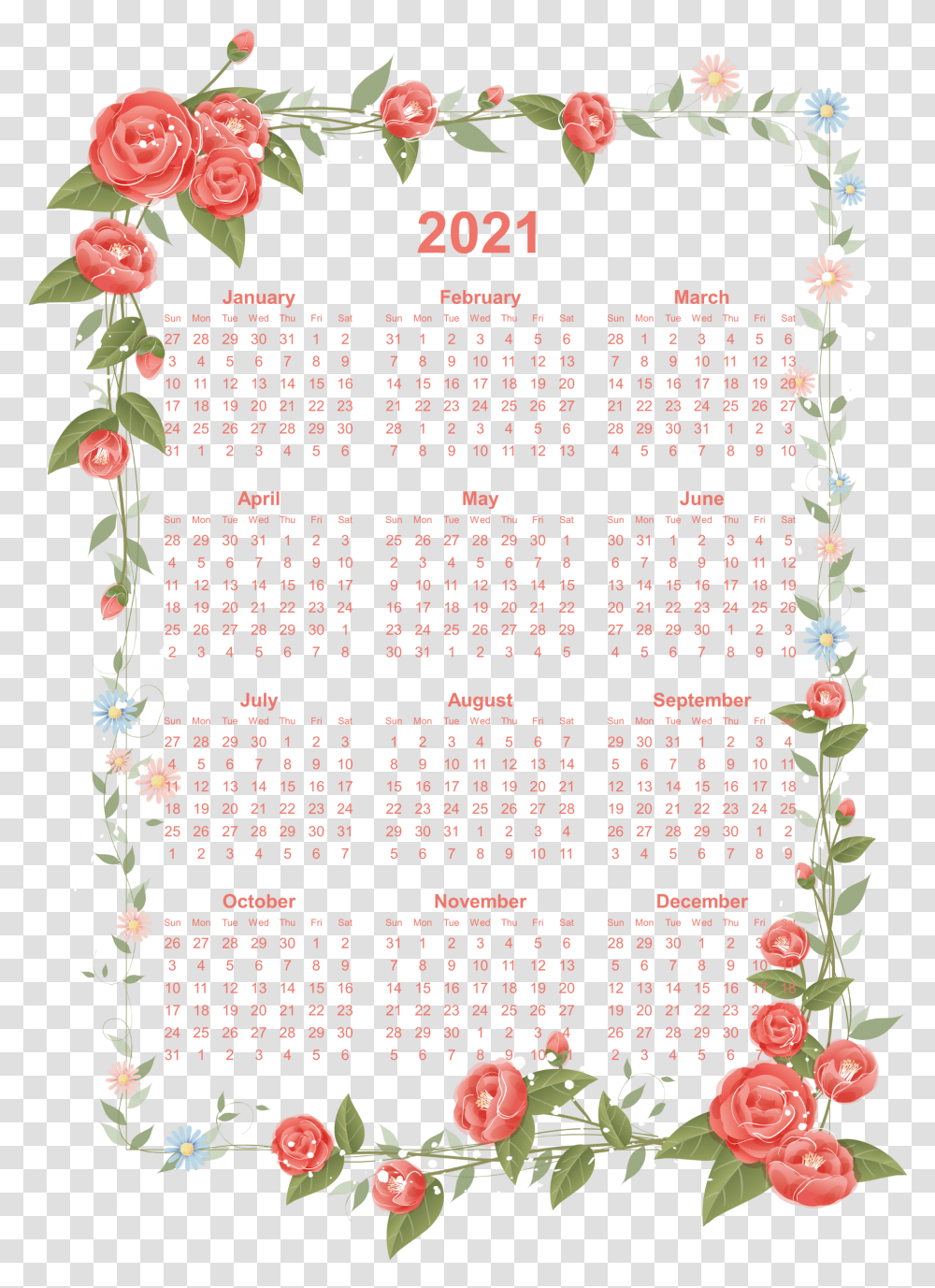 2021 Calendar Background All 2019 Calendar Printable Floral, Text, Plant Transparent Png