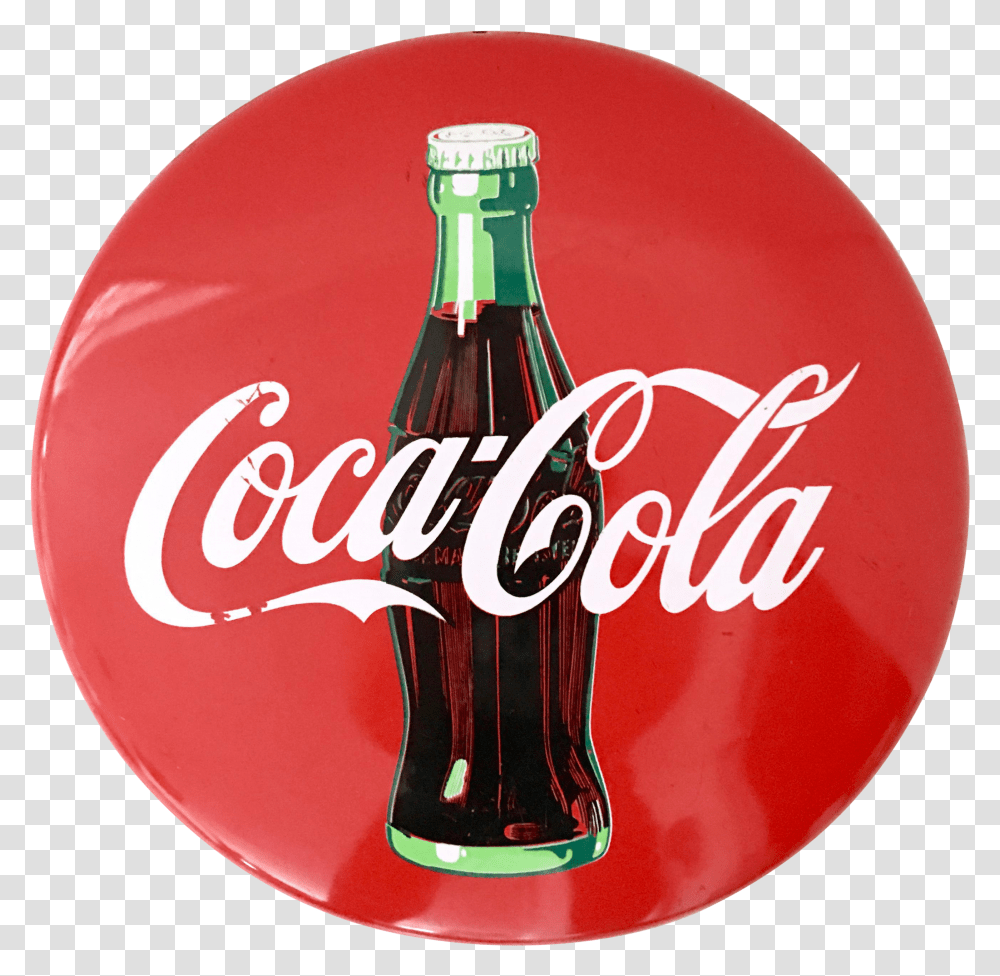 20th Century Coca Cola Enamel Iron Button And Bottle Advertising Sign Coca Cola Logo Transparent Png
