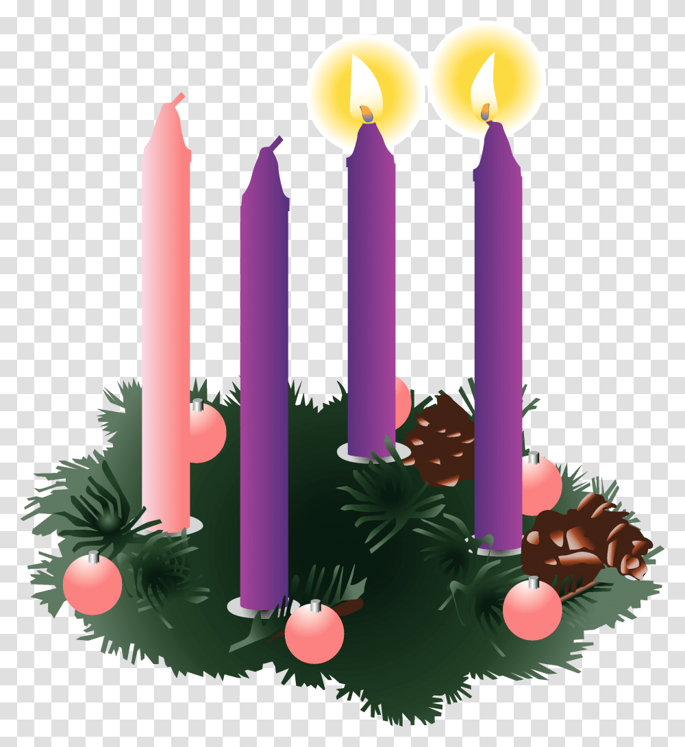 2nd Sunday Of Advent C Three Advent Candles Lit, Birthday Cake, Dessert, Food, Plant Transparent Png