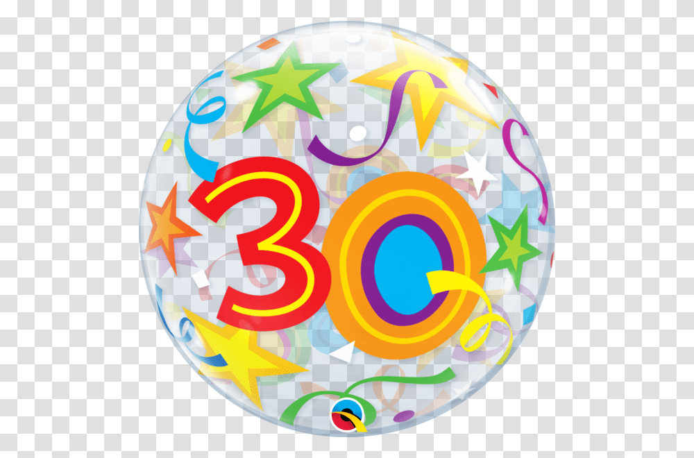 30th Birthday Bubble Balloon With Brilliant Stars Amp Balloon, Sphere, Number Transparent Png
