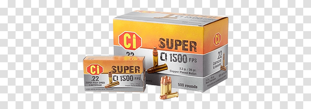 34grn Copper High Velocity Ammunition Bullet, Box, Weapon, Weaponry Transparent Png