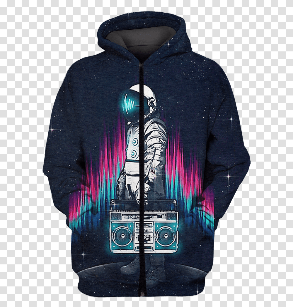 3d Astronaut With Boombox In The Space Full Print T Death Note Ryuk Hoodie, Apparel, Sleeve, Long Sleeve Transparent Png