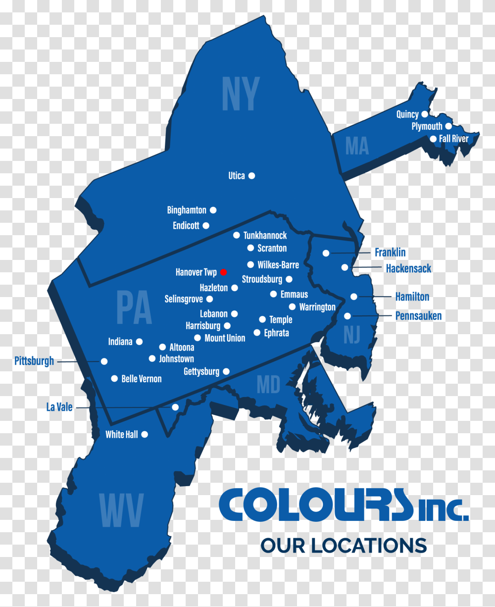 3d Blue Map Of Colours Inc Store Locations With Plot Poster, Diagram, Land, Outdoors, Nature Transparent Png