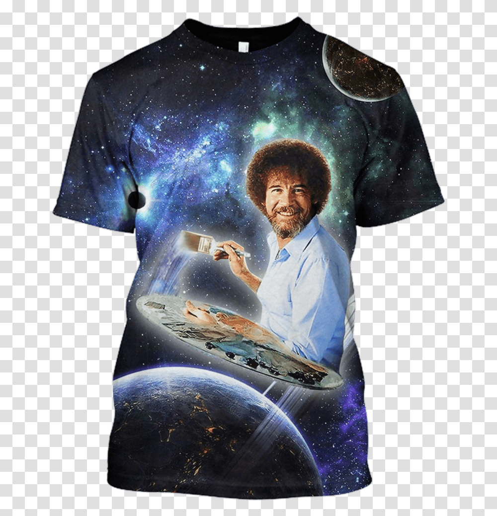 3d Bob Ross Painting Galaxy Tshirt Bob Ross Galaxy Shirt, Person, Human, Hair, Sphere Transparent Png
