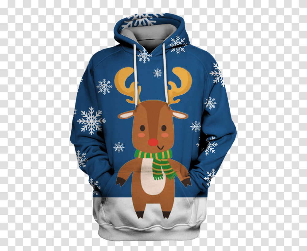 3d Christmas Santa Reindeer Full Print T Shirt Hoodie, Sweatshirt, Sweater, Sleeve Transparent Png
