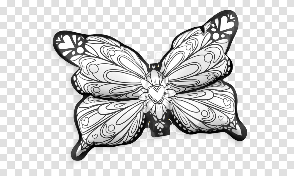 3d Colorables Butterfly Wings Clip Art Butterfly Black And White In 3d, Pattern, Drawing, Doodle, Floral Design Transparent Png