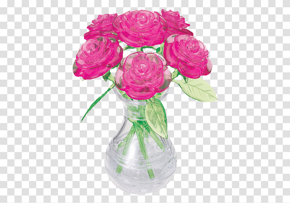 3d Crystal Puzzle Crystal Puzzle Rose Pink, Plant, Flower, Blossom, Flower Bouquet Transparent Png