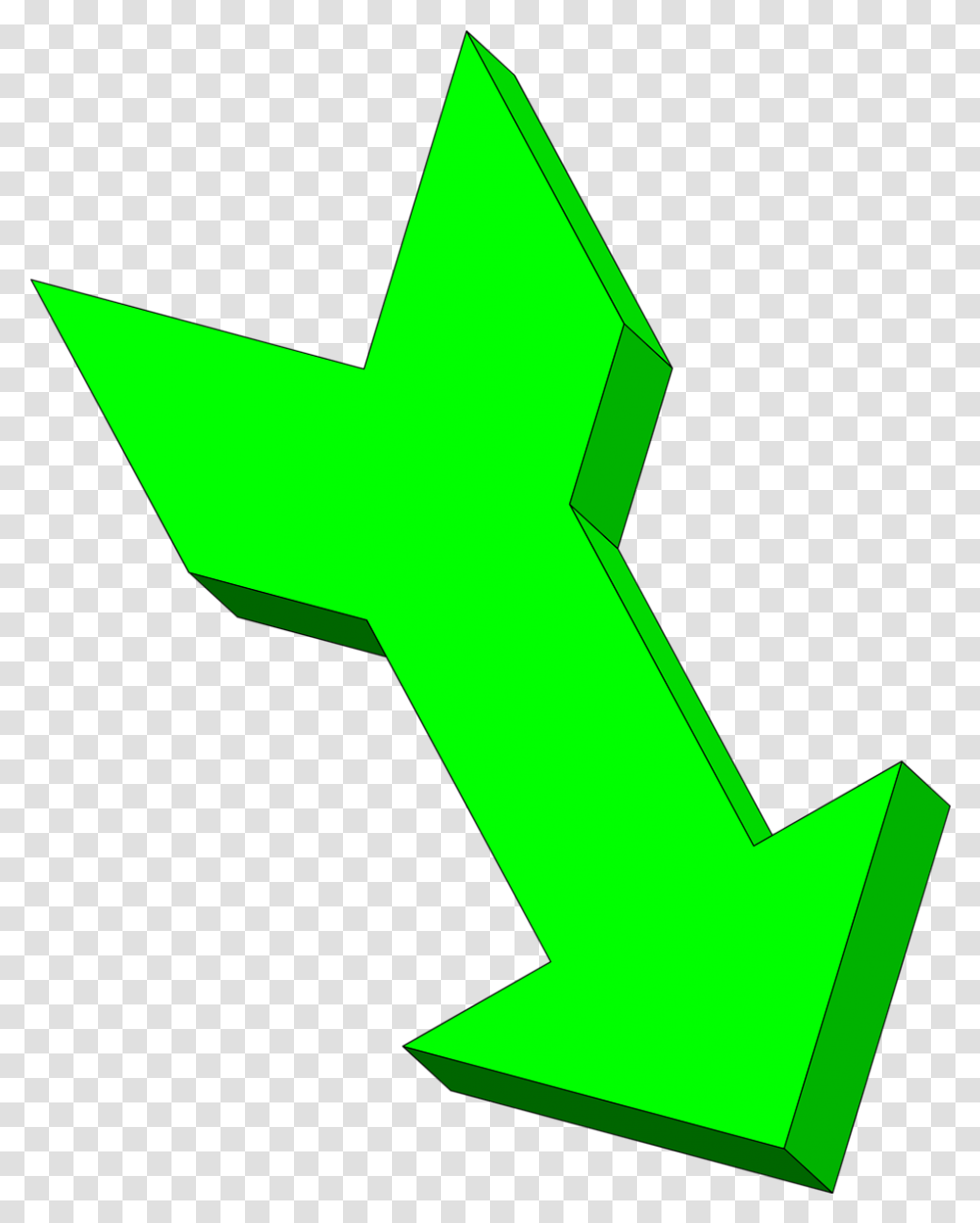 3d Curved Arrow Clip Art Green Arrow Pointing Down Free Pictures Arrow Green, Symbol, Star Symbol Transparent Png
