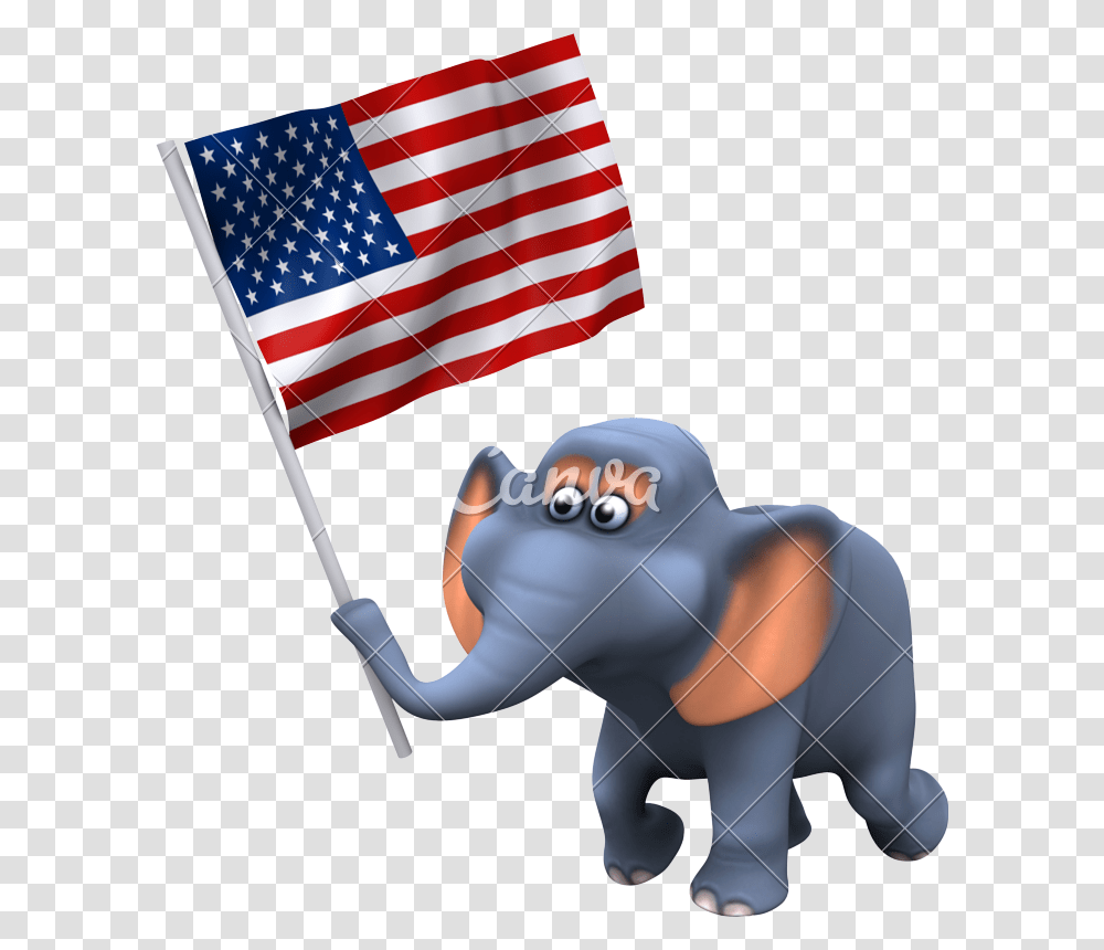 3d Elephant With The Stars And Stripes Rat Cartoon Mouse Holding Flag, American Flag, Animal, Wildlife Transparent Png