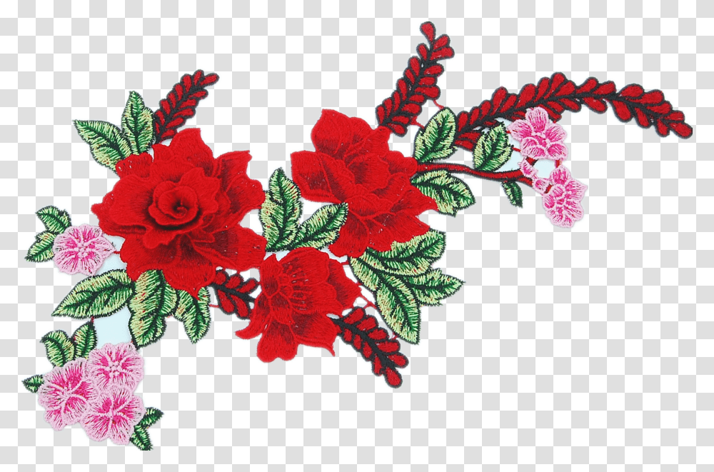 3d Flower Red Rose Applique Embroidery Patches For Garden Roses, Pattern, Plant, Blossom, Stitch Transparent Png