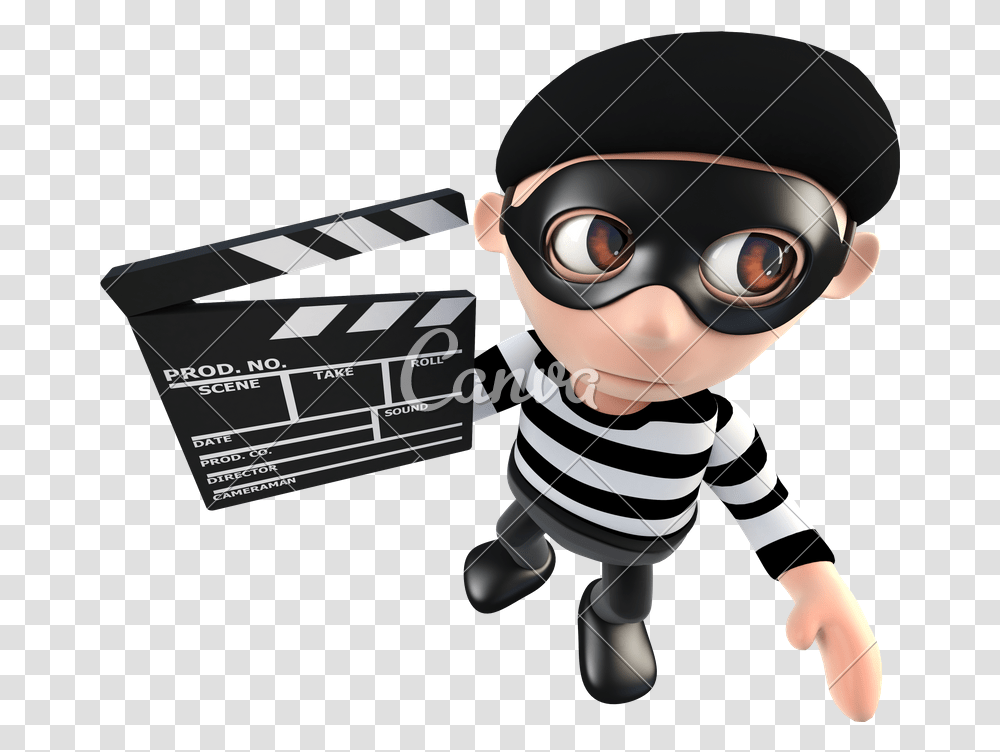 3d Funny Cartoon Burglar Thief Holding Thief, Person, Human, Performer, Helmet Transparent Png