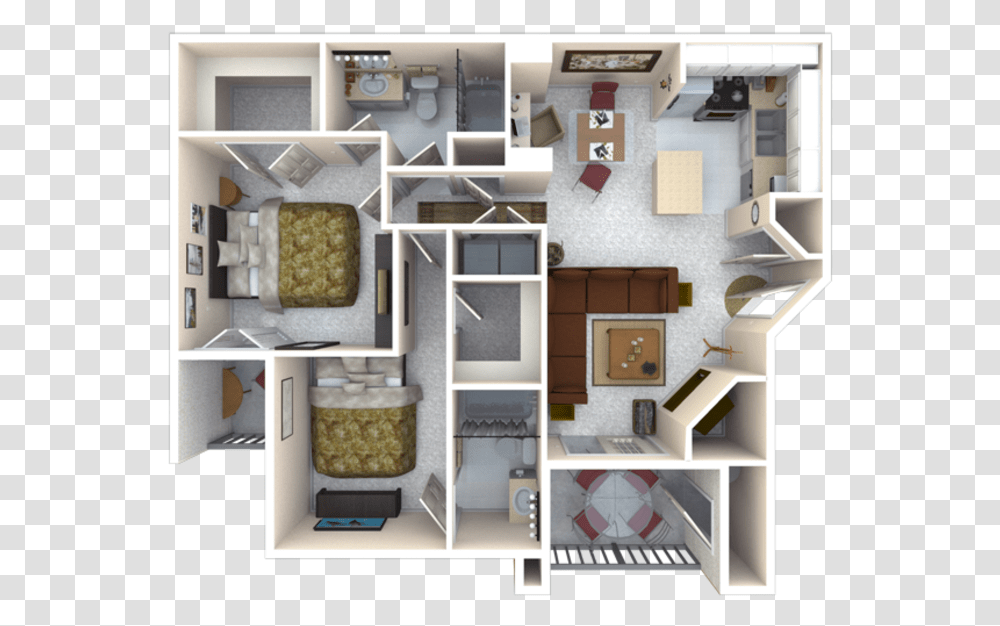 3d Furnished Floor Plan, Diagram, Clock Tower, Architecture, Building Transparent Png