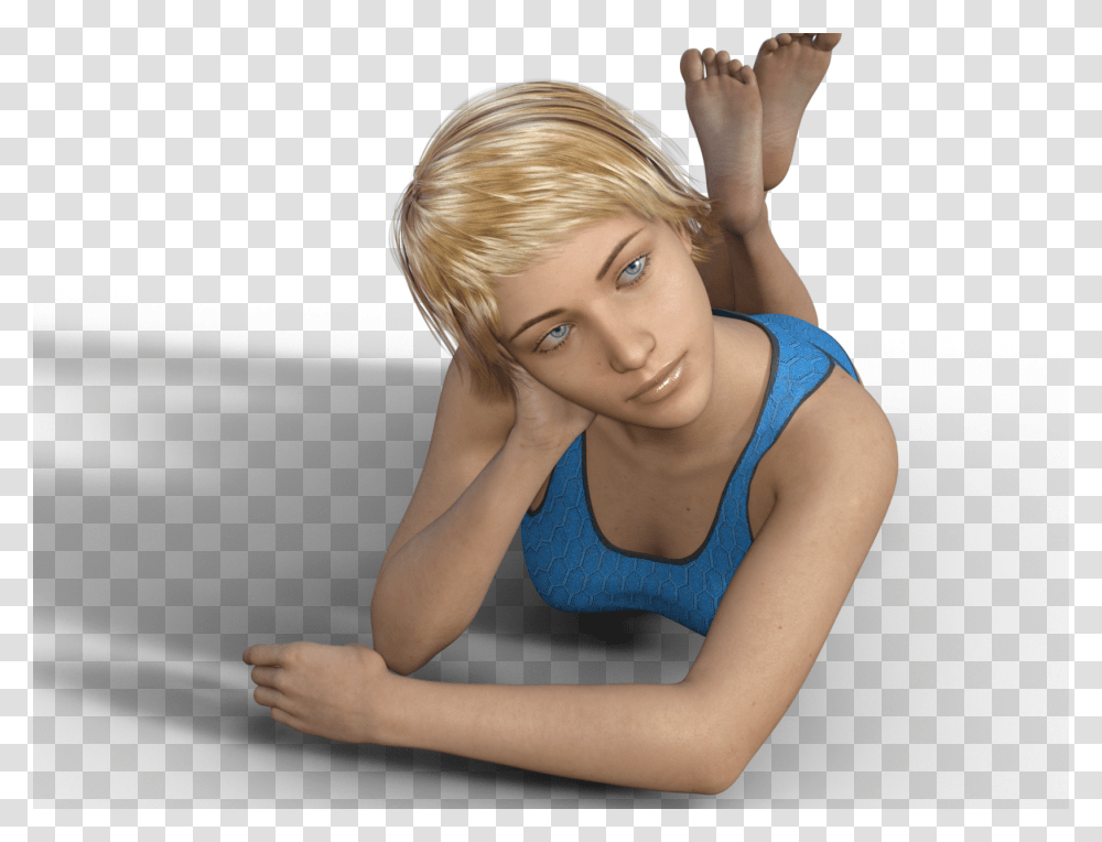 3d Girl Laying Down, Person, Finger, Undershirt Transparent Png