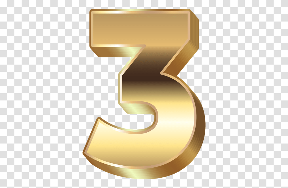 3d Gold Number Three Clip Art In 2020 Number 3 Gold, Symbol, Text, Lamp Transparent Png