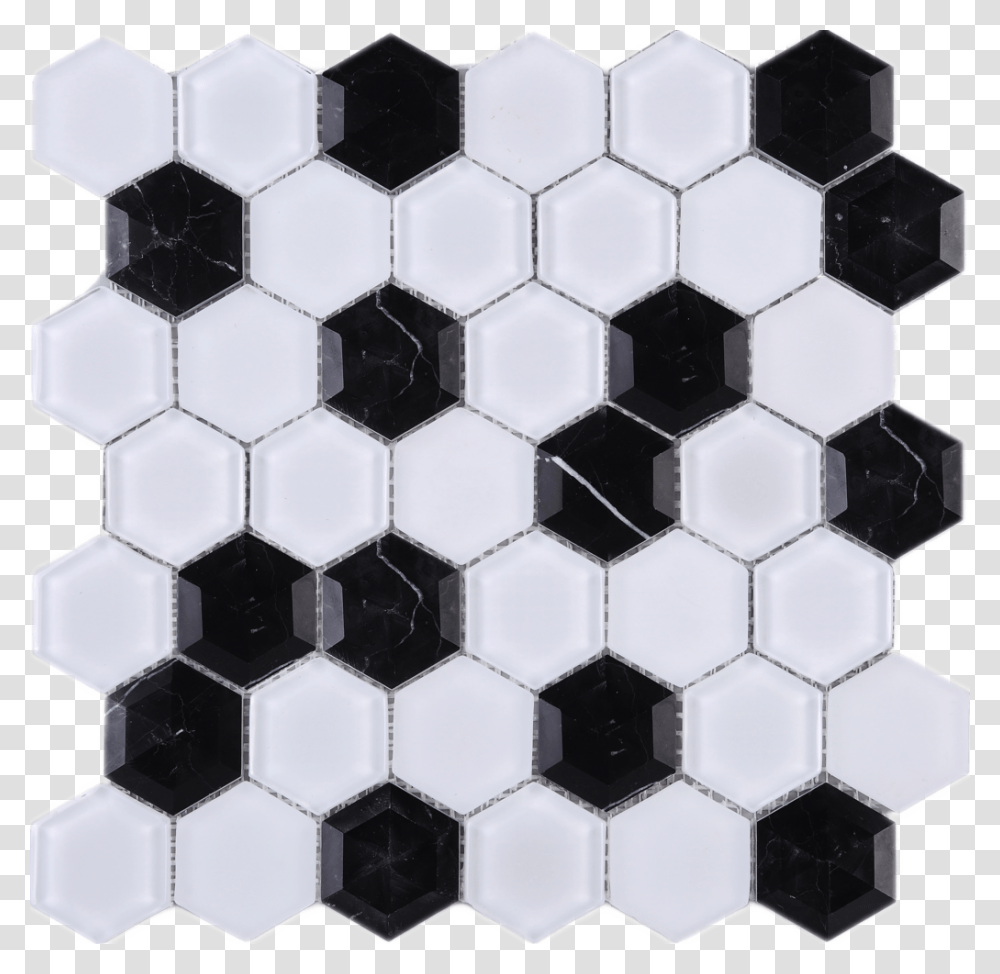 3d Honeycomb Hexagon Black Marquina With White Glass Mosaic In Honey Comb, Soccer Ball, Nature, Shelter, Countryside Transparent Png