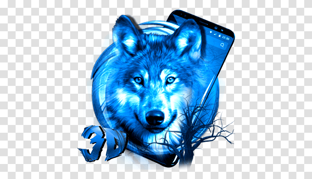 3d Ice Wolf Theme Blue Noeon Wolf, Mammal, Animal, Dog, Pet Transparent Png