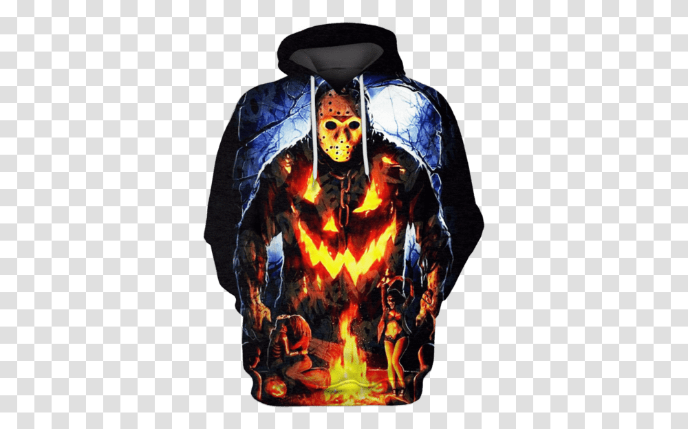 3d Jason Voorhees Friday The 13th Tshirt Smoking Elon Musk Hoodie, Person, Human, Bonfire, Flame Transparent Png