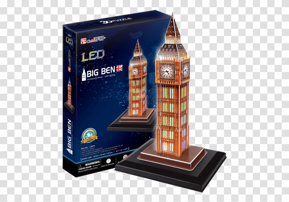 3d Jigsaw Puzzle Cubicfun 3d Puzzle Led, Architecture, Building, Clock Tower, Metropolis Transparent Png