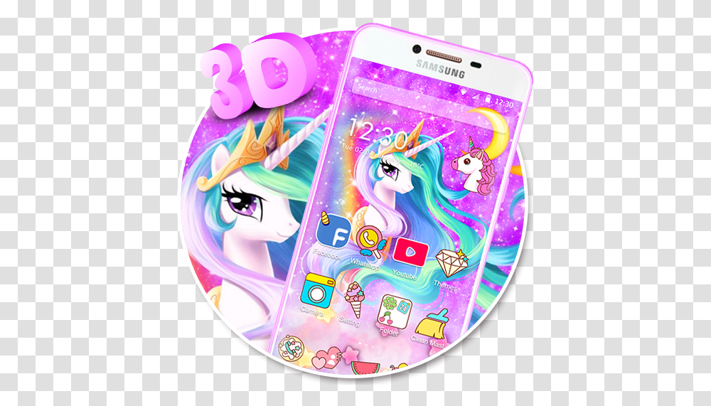 3d Lovely Colorful Unicorn Gravity Theme Apk 1110 Unicorn, Electronics, Mobile Phone, Cell Phone, Purple Transparent Png
