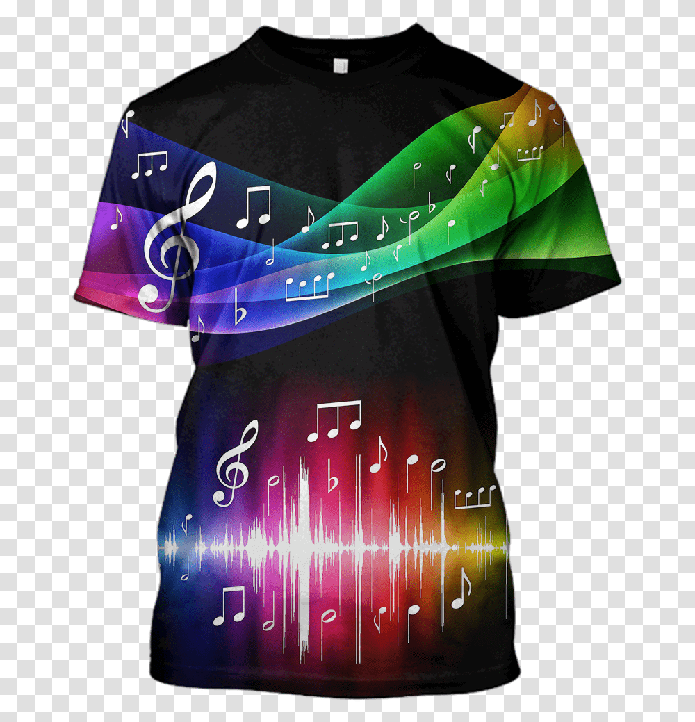 3d Music Note With Colors Full Print T Shirt Music Notes, Apparel, Sleeve, Jersey Transparent Png