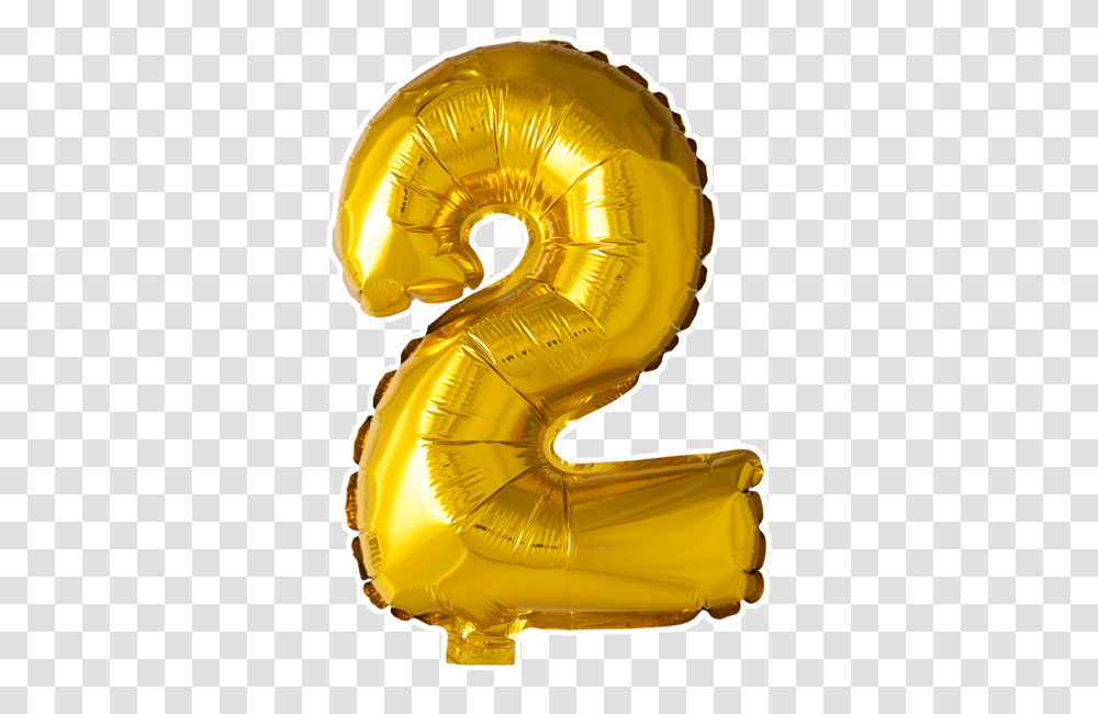 3d Numerical Foil Balloon Free Gold Number 2 Balloon, Helmet, Animal, Text, Aluminium Transparent Png