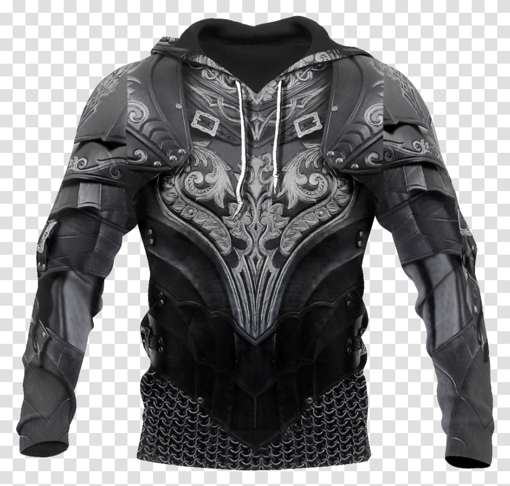 3d Printed Hoodie Chainmail Knight Armor Shirts Mp799 Hunin And Munin Hoodie, Apparel, Person, Human Transparent Png